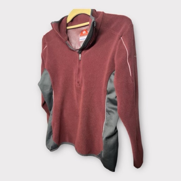 Columbia Womens Fleece Jacket Small Quarter Zip Omni-Heat Merlot and Gray - Picture 4 of 8